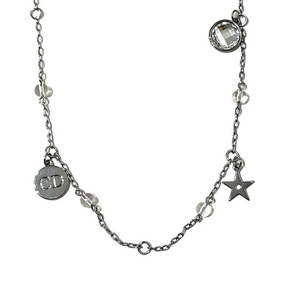 Dior Silver Tone Logo Bow Necklace - Picture 2 of 3